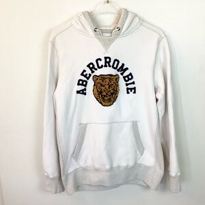 Abercrombie & Fitch Chenille Tiger Patch Pullover Hoodie - Cream - M